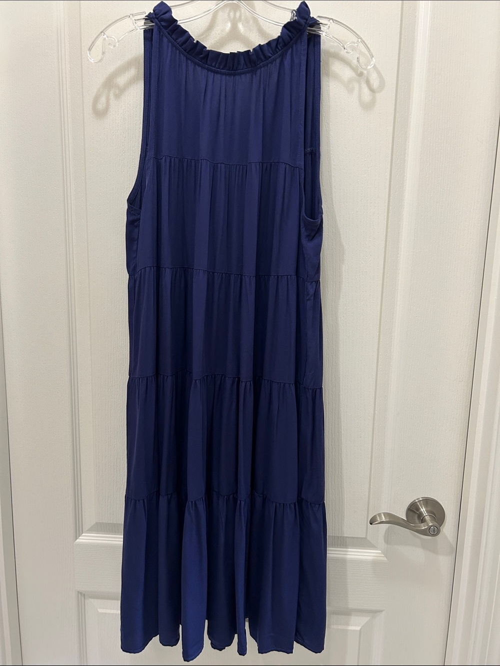 Sleeveless Tiered Maxi Dress in Deep Navy